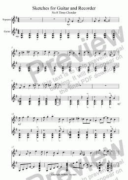 page one of Three Chorder for Guitar and Recorder