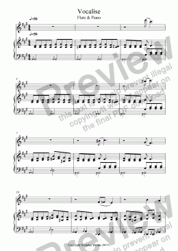 page one of Vocalise for Flute and Piano