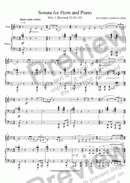 page one of Sonata for Horn and Piano - I