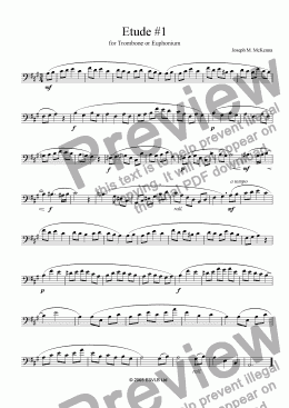 page one of Etude #1 for Trombone or Euphonium