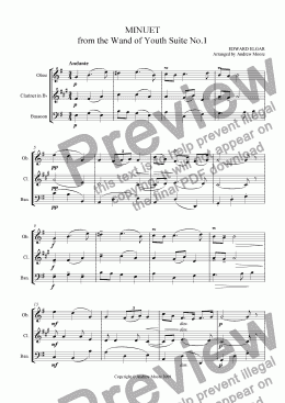 page one of ’Minuet’ from Wand of Youth arr. for Wind Trio