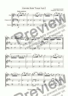 page one of ’Gavotte from Tosca Act 2’ for Wind Trio