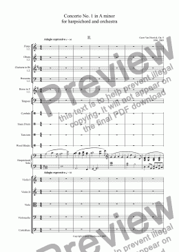 page one of Concerto No. 1 in A minor for harpsichord and orchestra, Op. 8 - II. Adagio espressivo