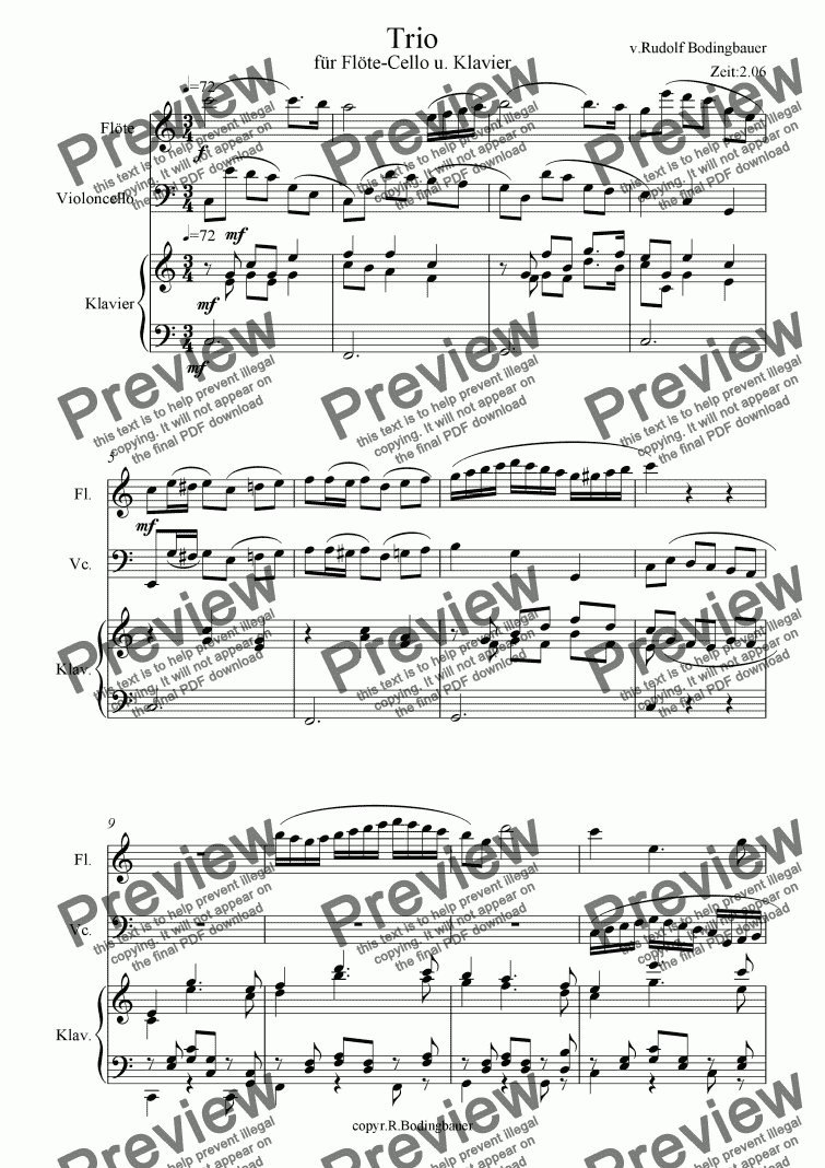 page one of Trio fuer Fl�te,Cello und Klavier