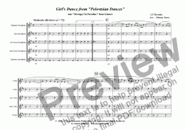 page one of Girl's Dance from 'Polovetsian Dances'    (Saxophone Quintet  SATTB)