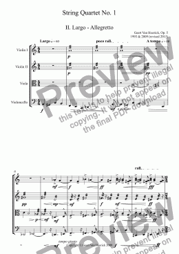 page one of String quartet No. 1, Op. 5 - II. Largo - Allegretto