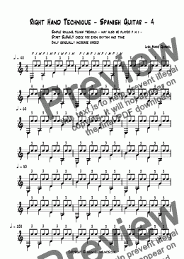 page one of Right Hand Technique - Spanish Guitar - 4