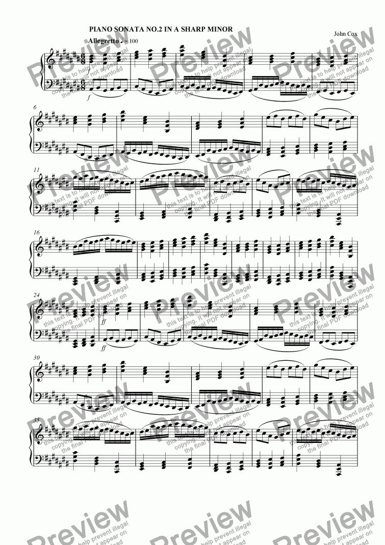 page one of Piano Sonata No.2 in A sharp minor