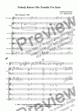 page one of Nobody Knows The Trouble Ive Seen   (Trumpet and Strings)