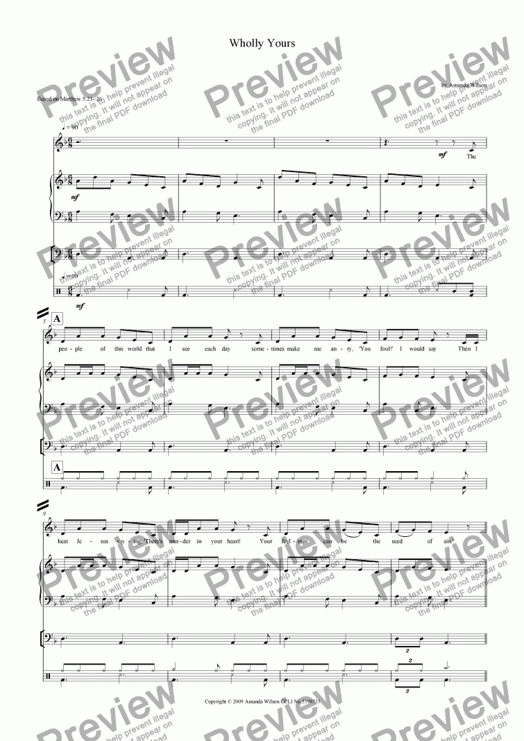page one of Wholly Yours (guitar/band)