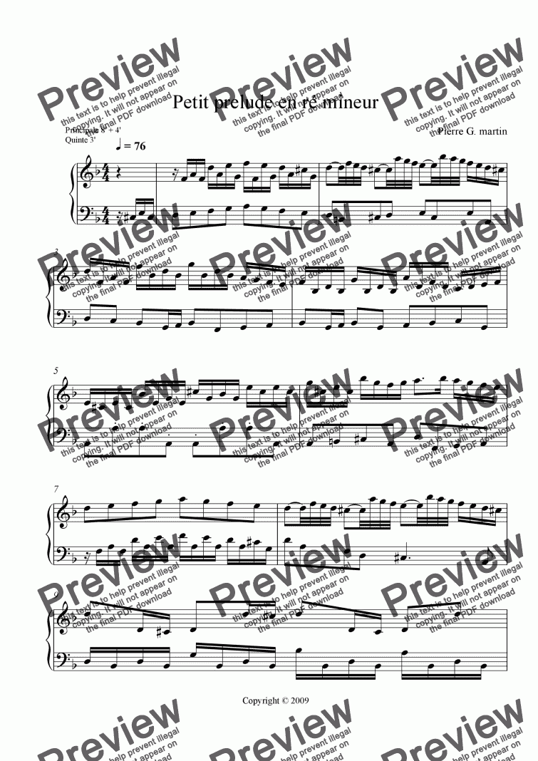 page one of Petit prélude en ré mineur (clavier)