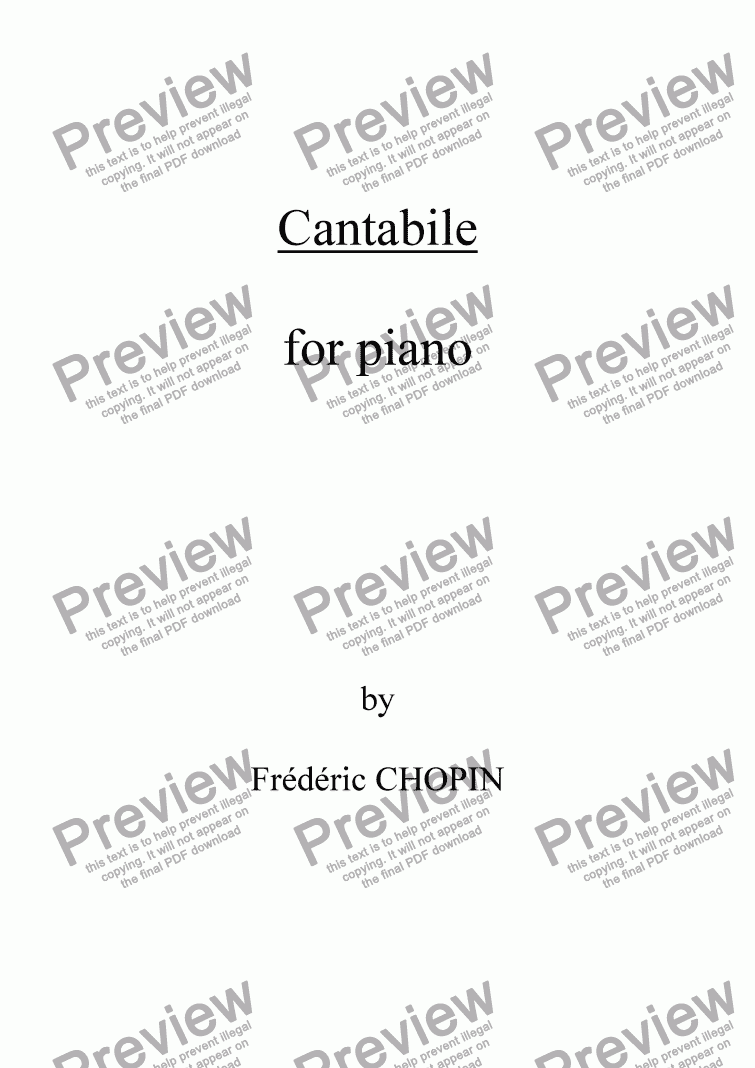 page one of ’Cantabile’ for piano