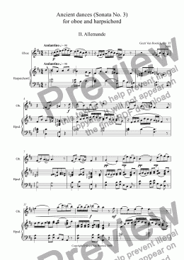 page one of Ancient dances (Sonata No. 3) for oboe and harpsichord, Op. 35 - II. Allemande