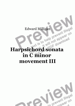 page one of Harpsichord Sonata In C minor Movement III