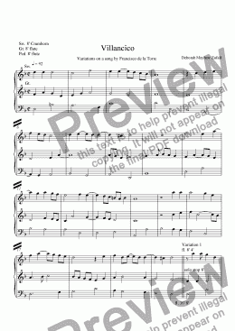 page one of Villancico: Variations on a song by Francisco de la Torre