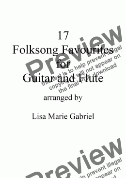 page one of 17 Favourite Folksongs for Flute and Classical Guitar (Notation and TAB)