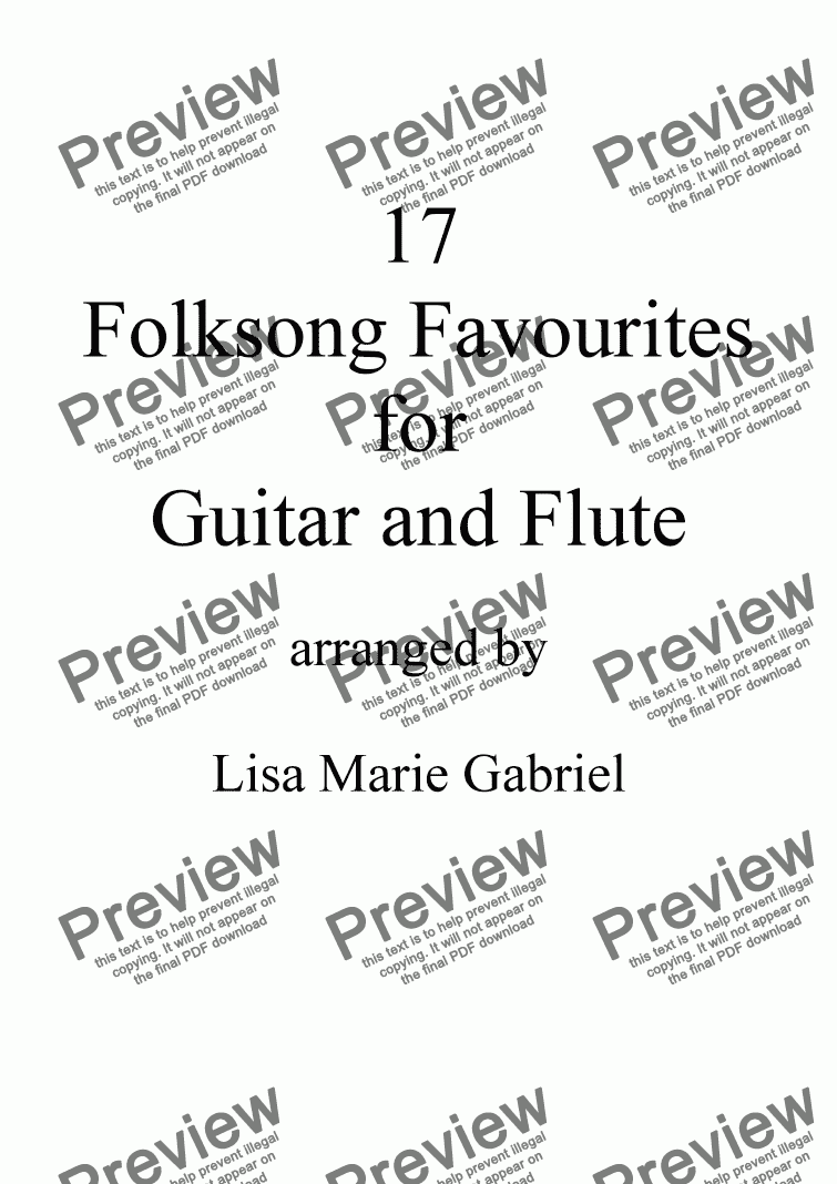 page one of 17 Favourite Folksongs for Flute and Classical Guitar (Notation and TAB)