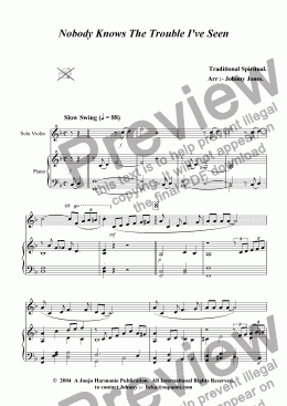 page one of Nobody Knows The Trouble I've Seen    (Violin and Piano)