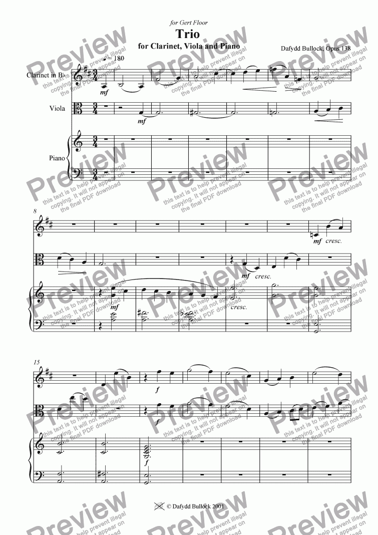 page one of Trio for Clarinet, Viola and Piano: 1