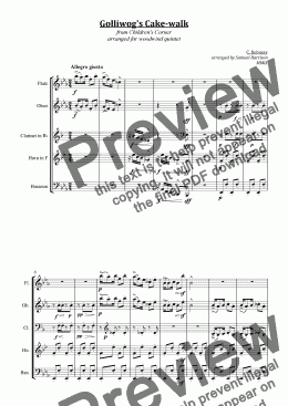 page one of Golliwog's Cake-walk (for woodwind quintet)