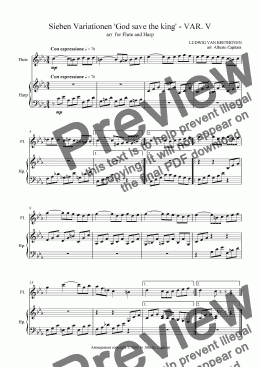 page one of Sieben Variationen ’God save the king’ - VAR. V - arr. for Flute and Harp
