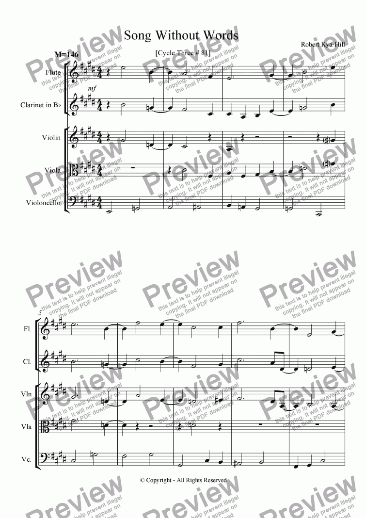 page one of Song Without Words [Cycle Three # 81] [Mixed Ensemble]