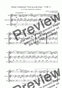 page one of Sieben Variationen "God save the king" - VAR. V - arr. for Woodwind Trio