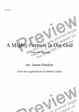 page one of A Mighty Fortress is Our God - A Duet for Marimba