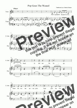 page one of Pop Goes The Weasel for voice and piano