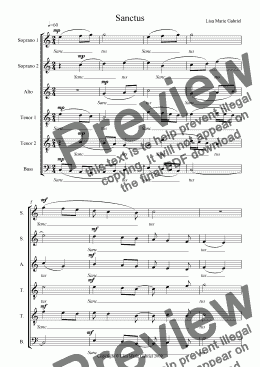 page one of Sanctus from Missa Brevis - SSATTB - A Cappella - please listen to MP3