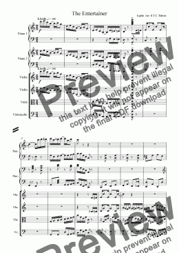 page one of The Entertainer (arranged)