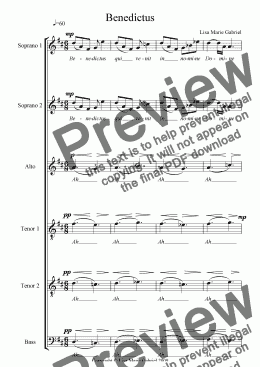 page one of Benedictus - from Missa Brevis SSATTB A Cappella - Please listen to MP3
