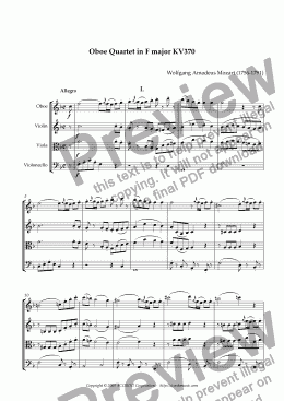 page one of Oboe Quartet in F major KV370
