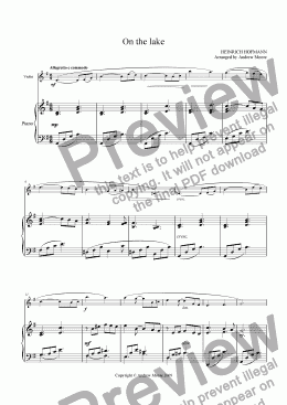 page one of ’On the lake’ for Violin & piano