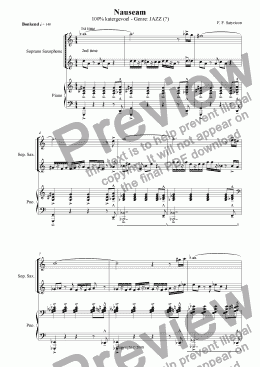 page one of Nauseam (juvenilia, soprano saxophone + piano)