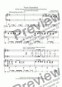 page one of Every Generation, SATB