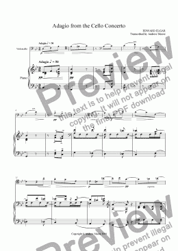 page one of ’Adagio’ from the Cello Concerto for cello & piano