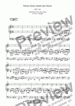page one of Choral >Meine Seele erhebt den Herren< (for organ by J.S.Bach)