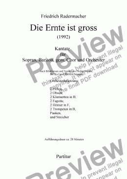 page one of Die Ernte ist gross (Kantate)