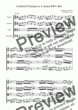 page one of Bach Prelude in A minor