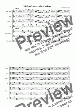 page one of Vivaldi Violin Concerto in A minor Op.3 No.6