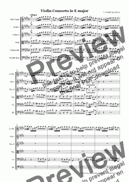 page one of Vivaldi Violin Concerto in E major Op.3 No.12