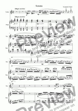 page one of Sonata for violin and piano