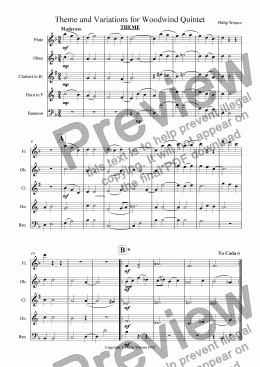 page one of Theme and Variations for Woodwind Quintet