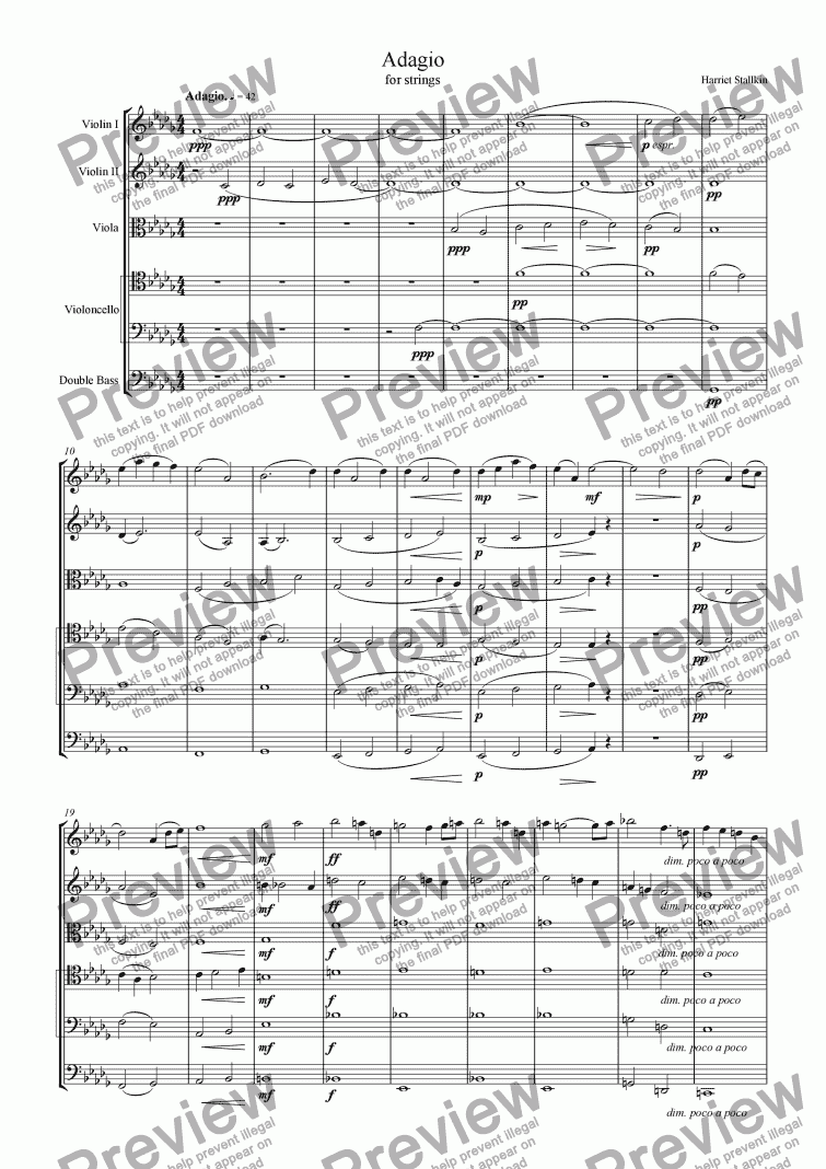 page one of Adagio for Strings