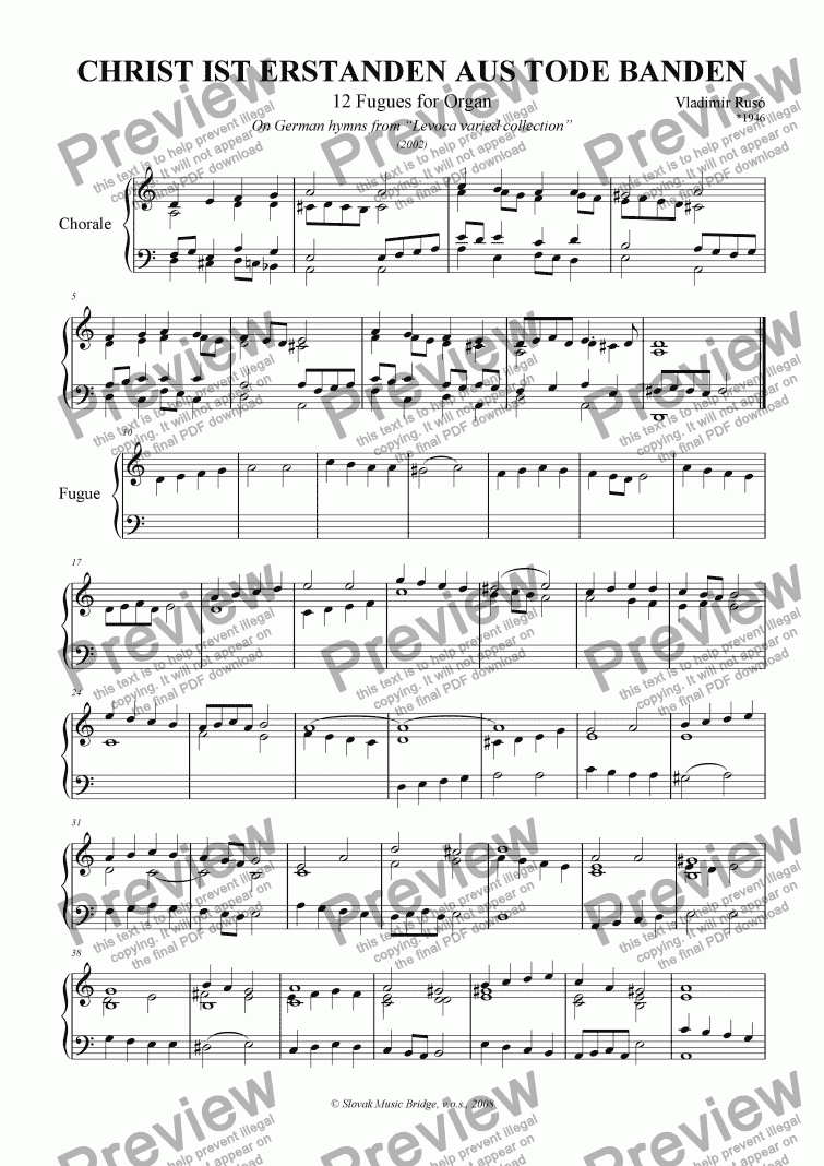 page one of Tablature Miscellany from Levoca > Christ ist Erstanden aus Tode Banden