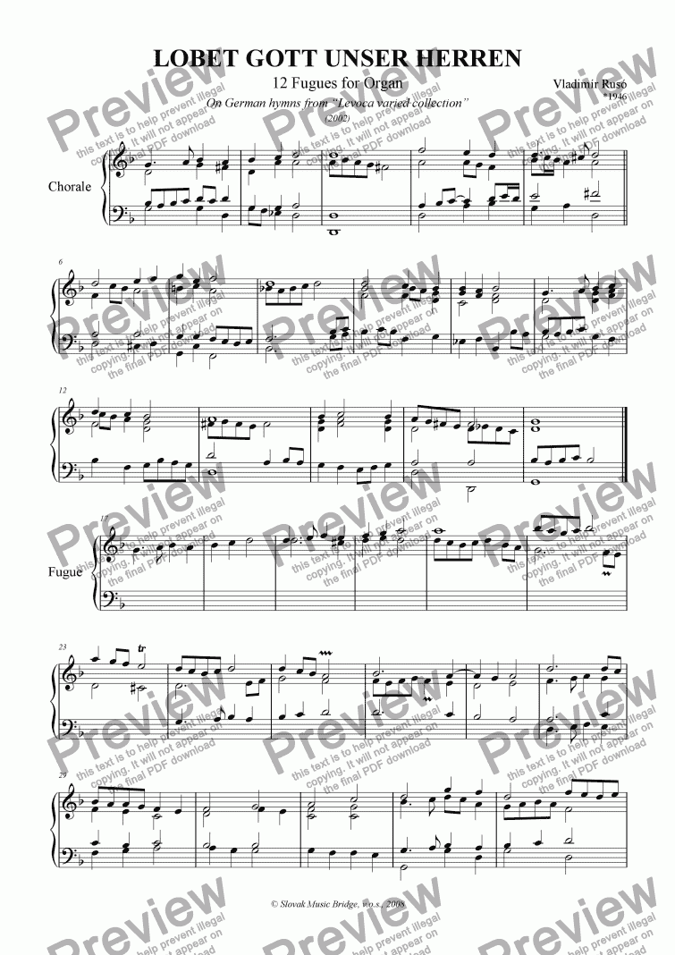 page one of Tablature Miscellany from Levoca > Lobet Gott unser Herren