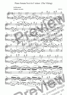 page one of Piano Sonata No.6 in F minor  (The Viking)