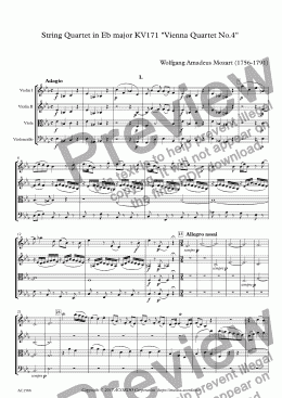 page one of String Quartet in Eb major KV171 "Vienna Quartet No.4"