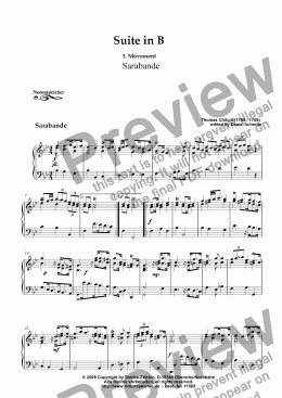 page one of Suite in B, 3. Mov. Sarabande (Th. Chilcot)
